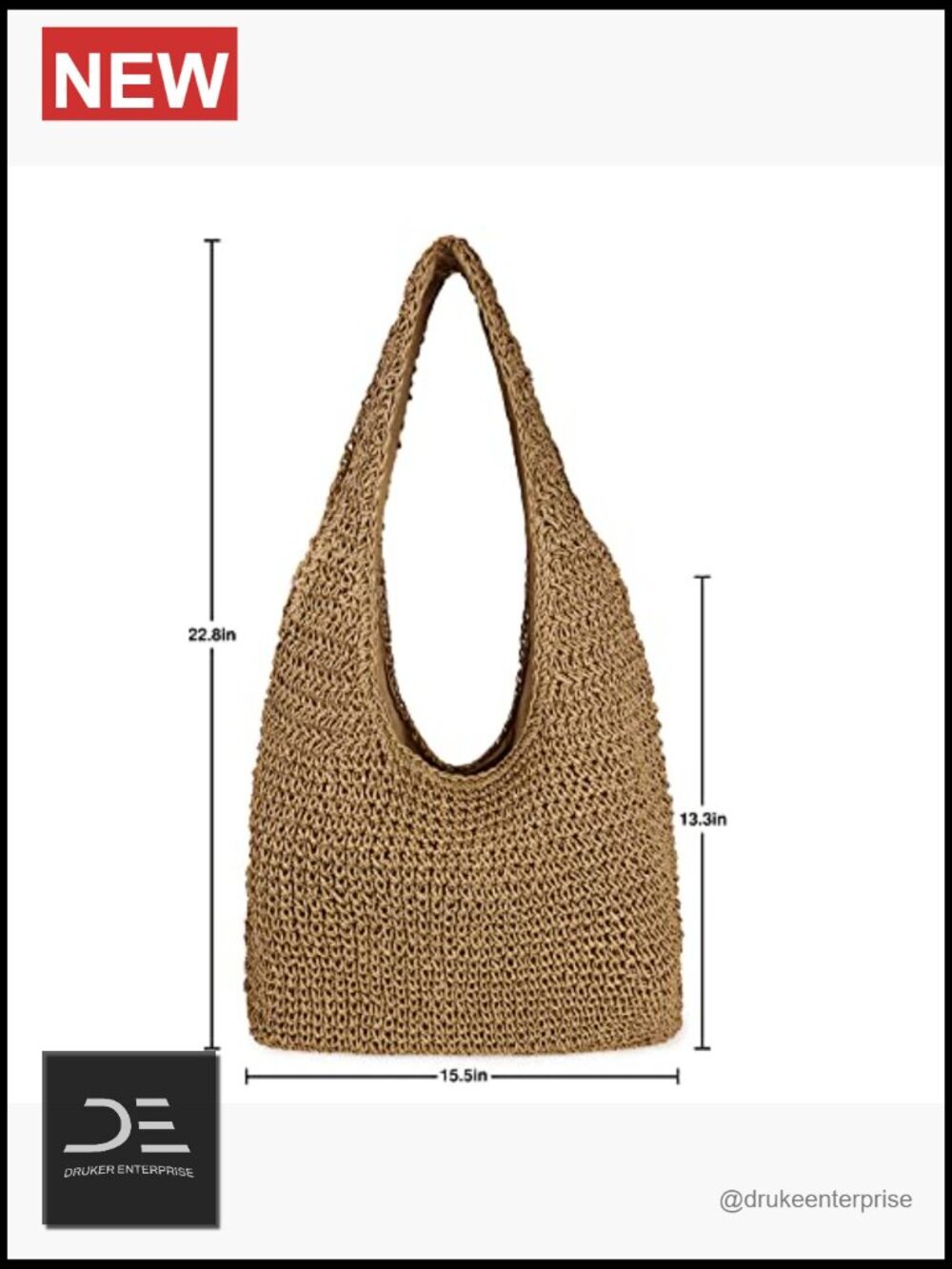 Handwoven Straw Beach Bag Large Tote Shoulder Hobo Purse Summer - Picture 6 of 6